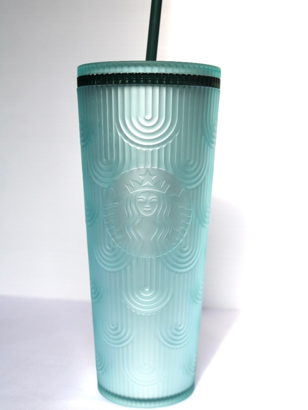 STARBUCKS Pearl Mint Green Tumbler with Straw Siren 710ml 24oz Travel Cup